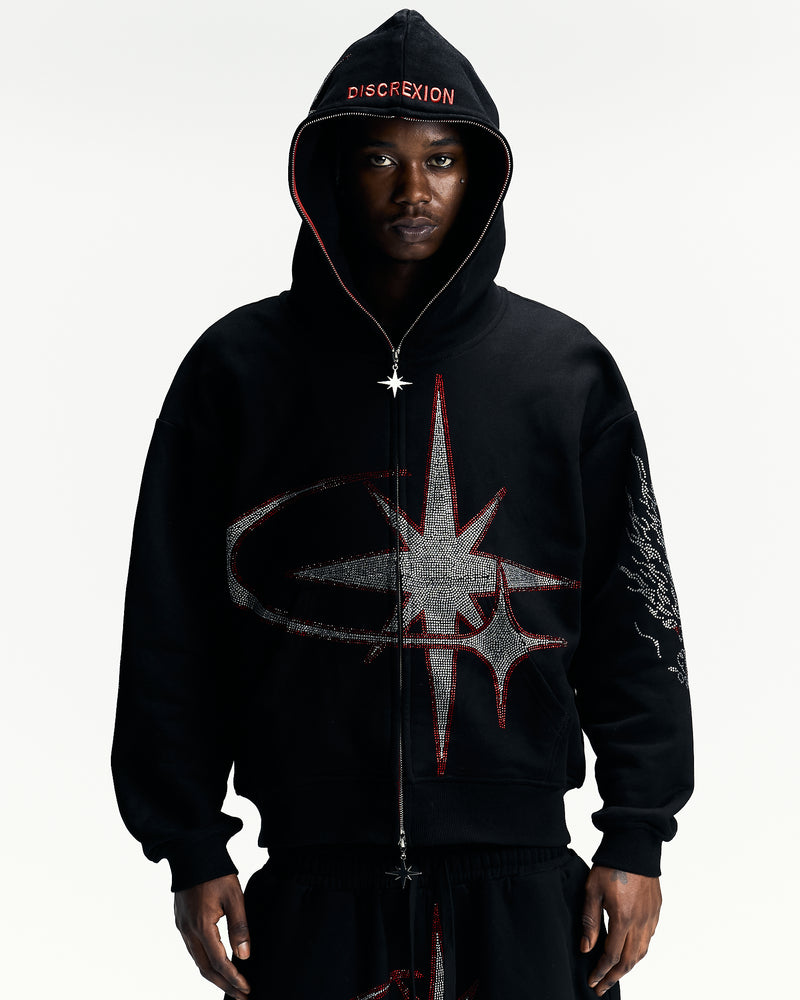 DYNASTY RHINESTONE ZIP HOODIE