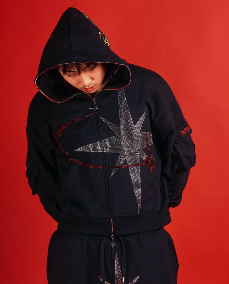 ORIGIN RHINESTONE ZIP HOODIE